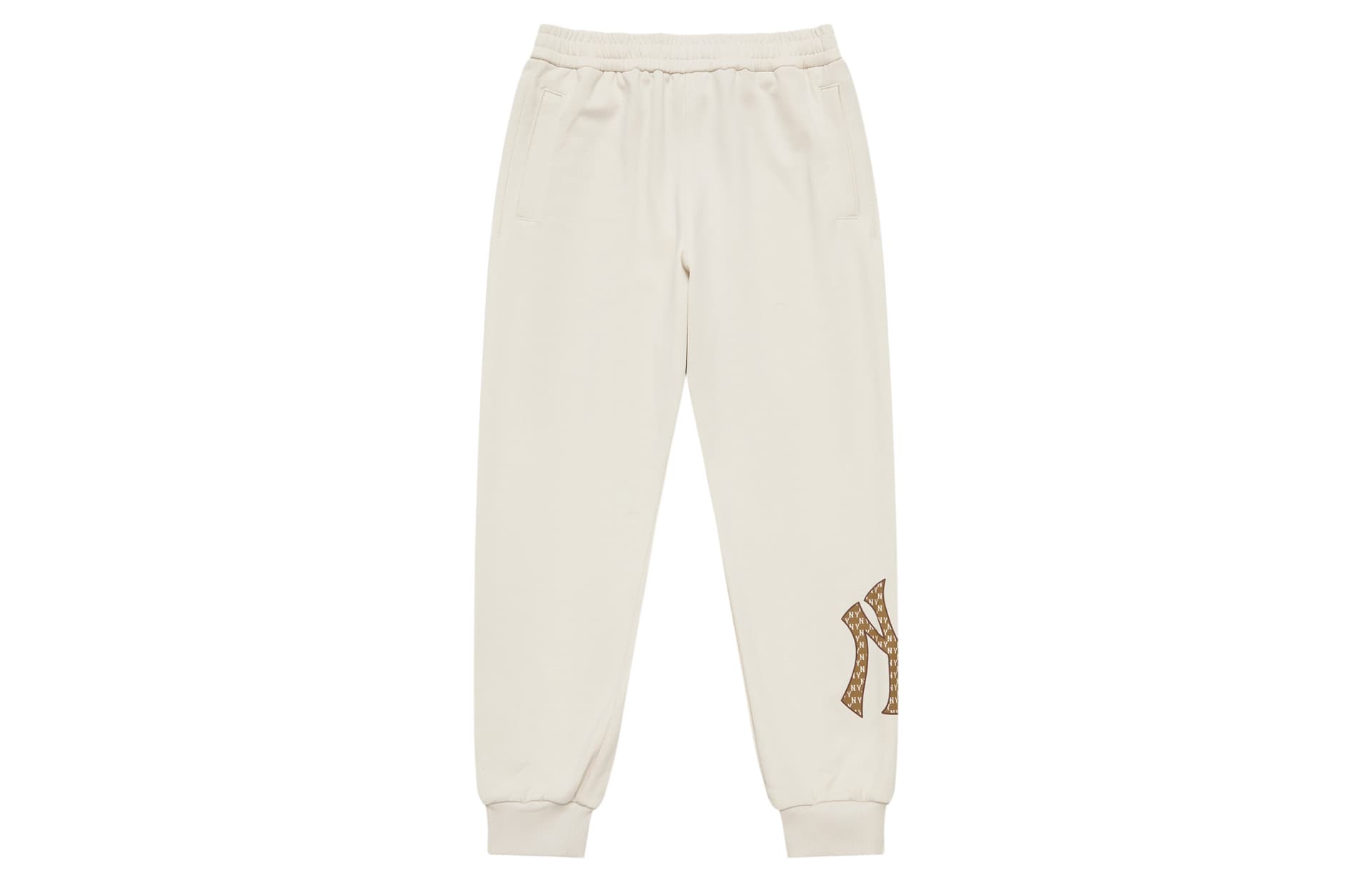 Штаны MLB MONOGRAM 24FW Спортивные трикотажные брюки Унисекс Темный крем - изображение 1