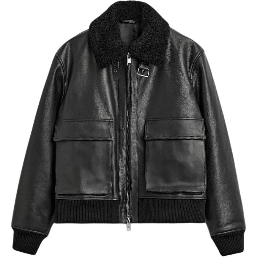 Кожаная куртки ZARA Кожаная куртка мужская черного цвета - изображение 1