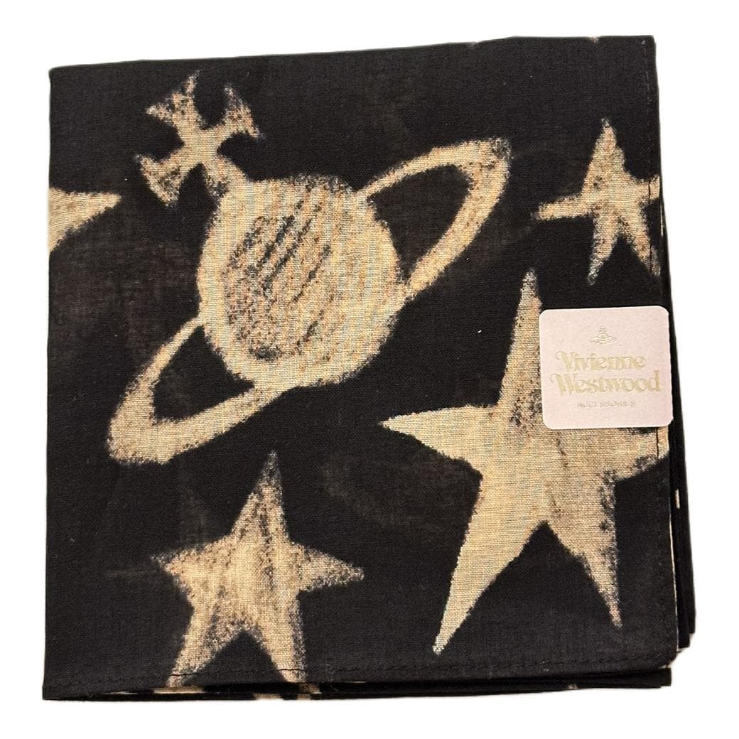 Платок Vivienne Westwood Оригинальный дизайн Хлопковый платок из волокна Унисекс Черный Saturn Classic - изображение 2