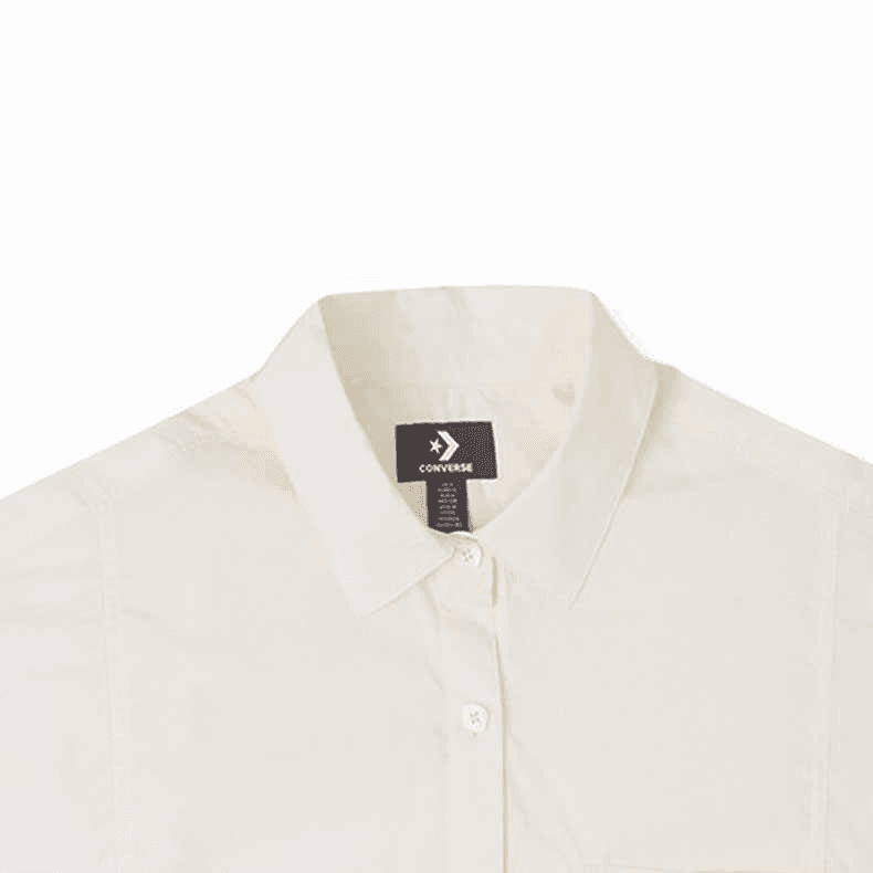 Блузка Converse Shirt Egret Рубашка с длинными рукавами свободного кроя с принтом логотипа Конверс в стиле рабочей одежды, женская, цвет слоновой кости - изображение 3