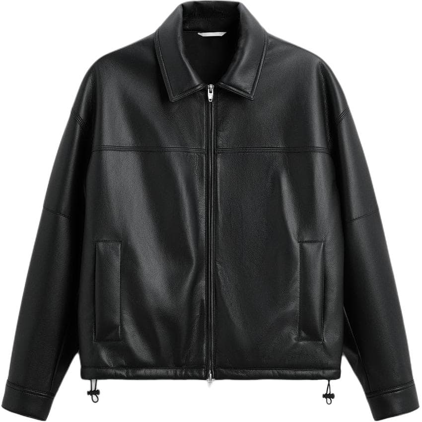 Кожаная куртки ZARA Кожаная куртка мужская черного цвета - изображение 1