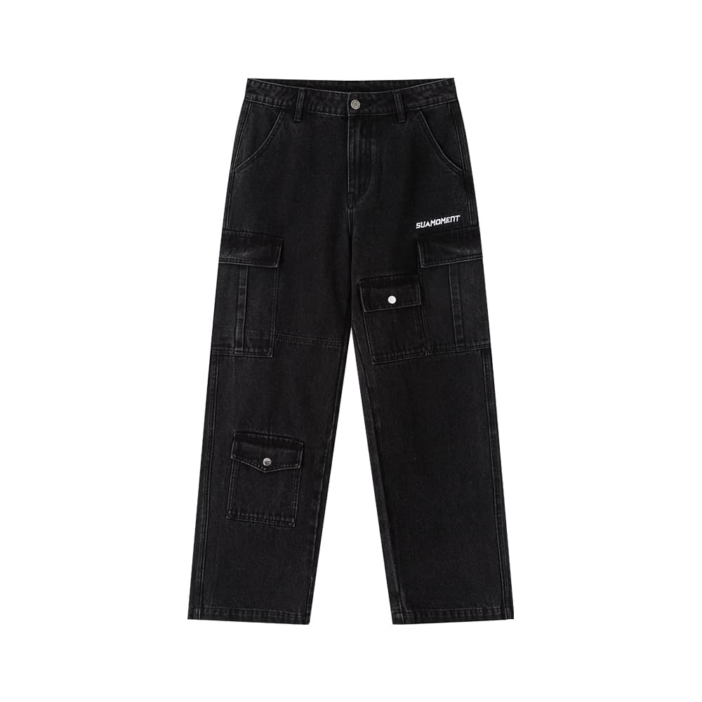 Штаны Suamoment Джинсы Американский Весна-осень Casual Loose Крой Длинный Мужской - изображение 3