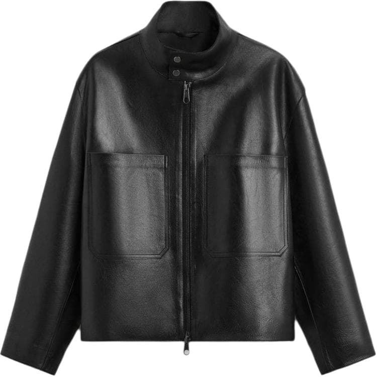 Кожаная куртки ZARA Кожаная куртка мужская черного цвета - изображение 1
