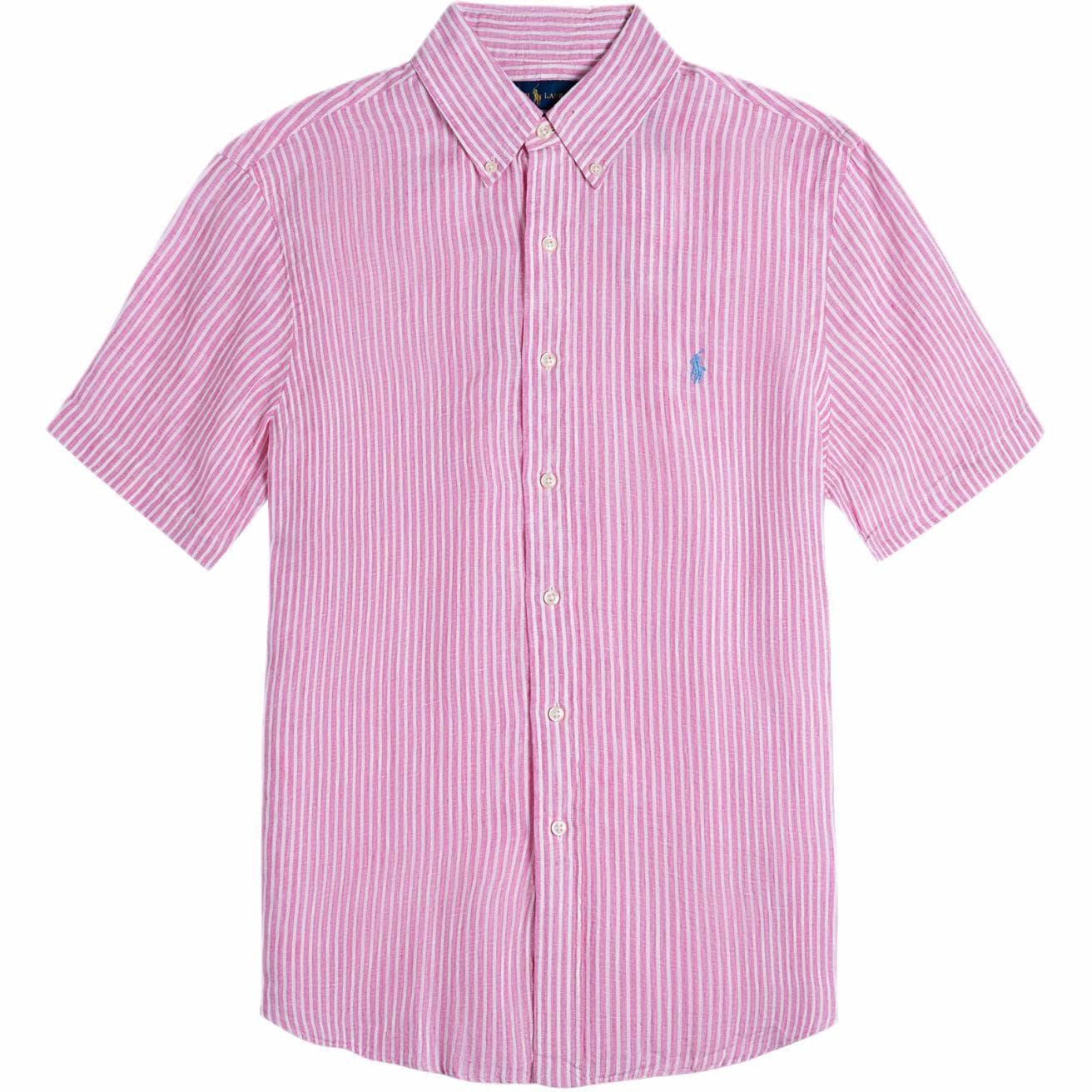 Рубашка Polo Ralph Lauren Striped Pony Logo Linen Shirt Pink