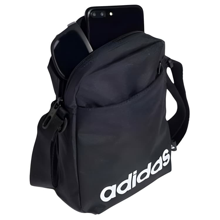 Мини-сумка Adidas Полиэстеровая ткань Сумка через плечо Стандартная (стандартная) Унисекс Черная - изображение 3