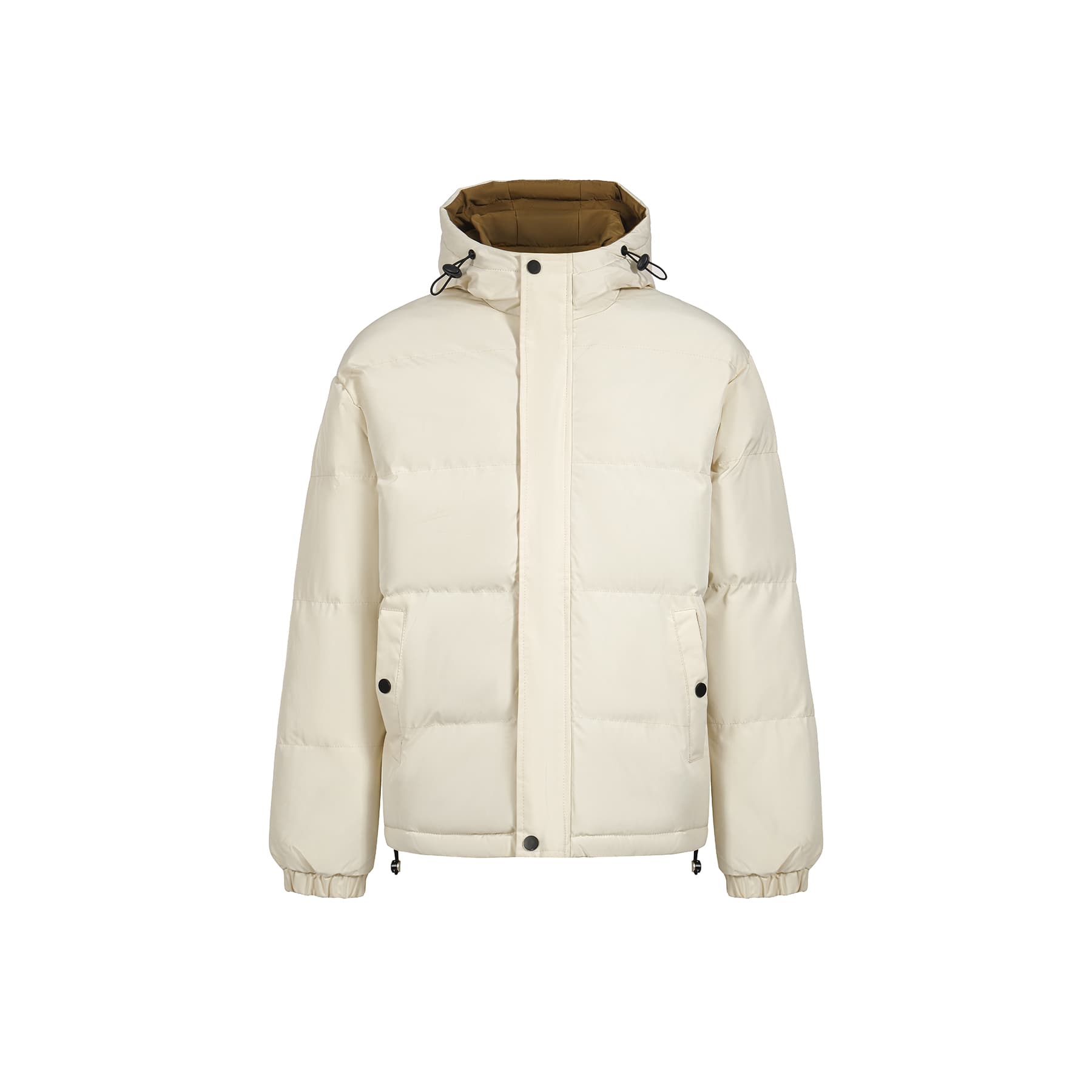 Зимняя куртка пуховик YearnObtainRainbow Свободный покрой Универсальный casual hooded Флисовая подкладка Молнии Пуховая куртка Мужской Экрю - изображение 1