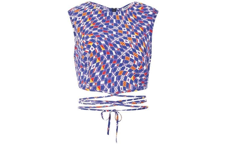Майка Tommy Hilfiger Синий и Белый и Красный и Многоцветный 0G0 Женские Майки - изображение 1