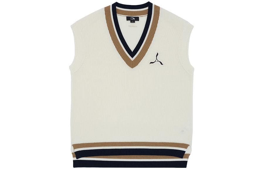 Майка LI-NING 1990 Classic Series Однотонный V-образный вырез Пуловер без рукавов Женский Экрю - изображение 1
