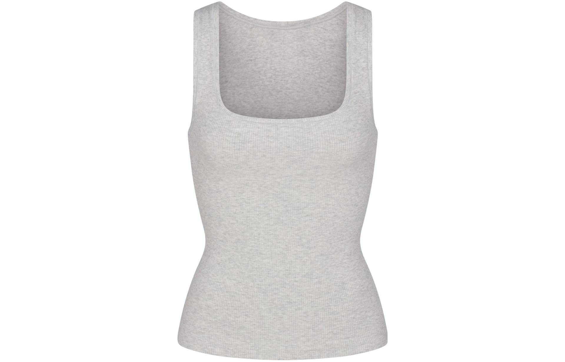 Майка SKIMS COTTON RIB LONG TANK LIGHT HEATHER GREY - изображение 1
