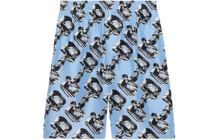 Шорты GUCCI 3d Glass Horsebit Print Silk Shorts - изображение 1