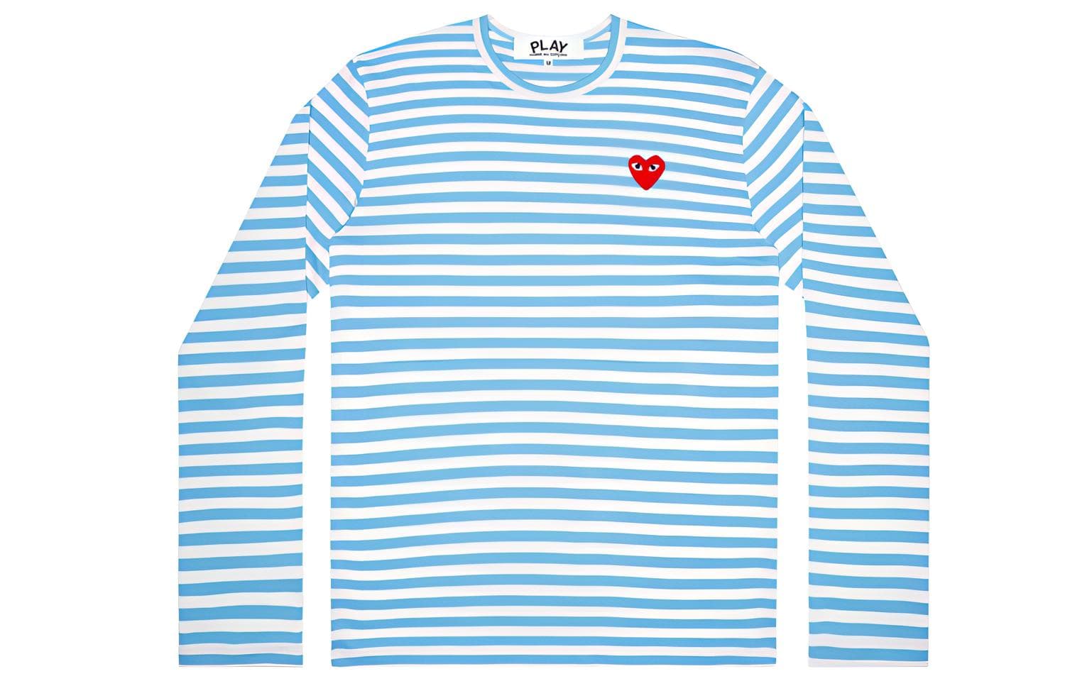 Кофта CDG Play Striped Long Sleeve Tee Blue - изображение 1