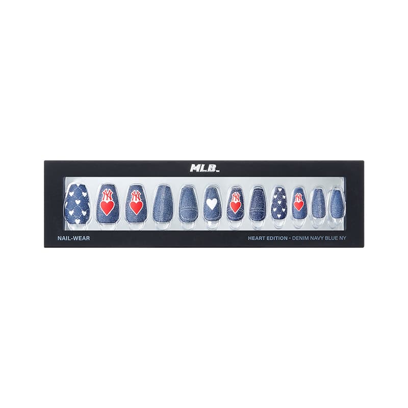 MLB Diamond Monogram Коллекция False Nail Короткий Квадрат и Круглый Джинсово-синий Деним Графитовый синий Smudge - изображение 2