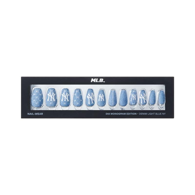 MLB Diamond Monogram Коллекция False Nail Короткий Квадрат и Круглый Джинсово-синий Деним Графитовый синий Smudge - изображение 1