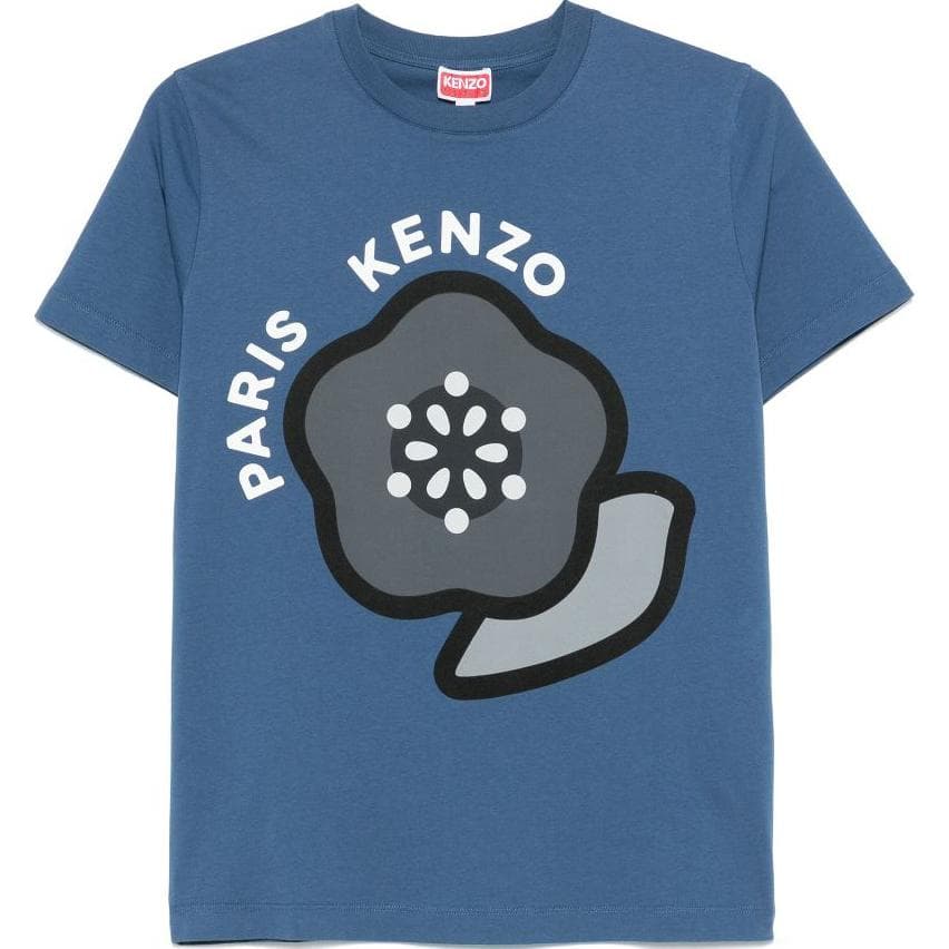 Футболка KENZO T-рубашка SS25 с принтом логотипа круглый вырез женская синяя - изображение 1