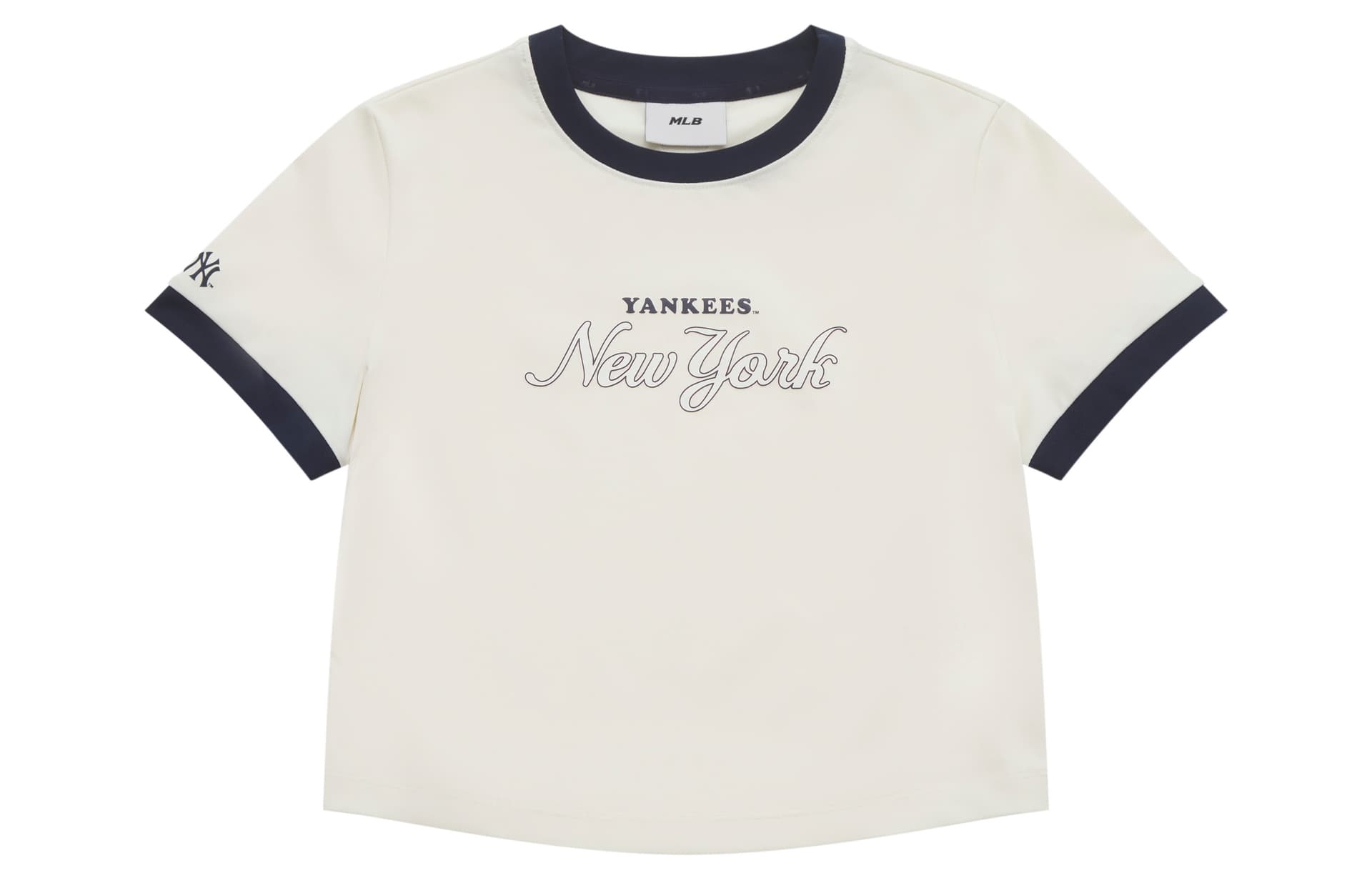 Футболка MLB Preppy Style Collection New York Yankees SS25 Стандартная рукавная футболка женская кремовая - изображение 1