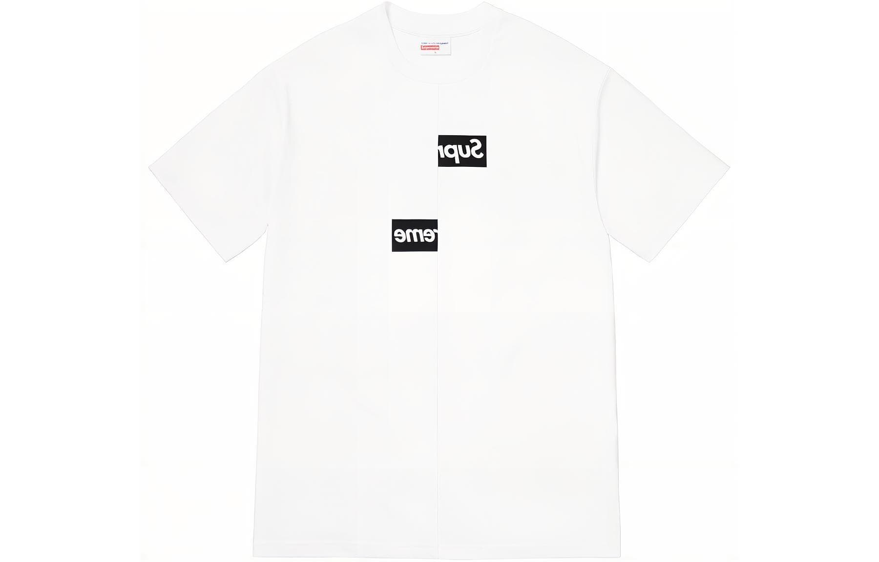 Футболка Supreme x Comme des Garcons SHIRT Split Box Logo Tee White - изображение 1