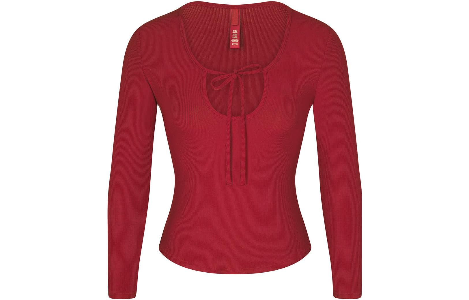Кофта skims SOFT LOUNGE TIE FRONT LONG SLEEVE TOP T BRICK - изображение 1