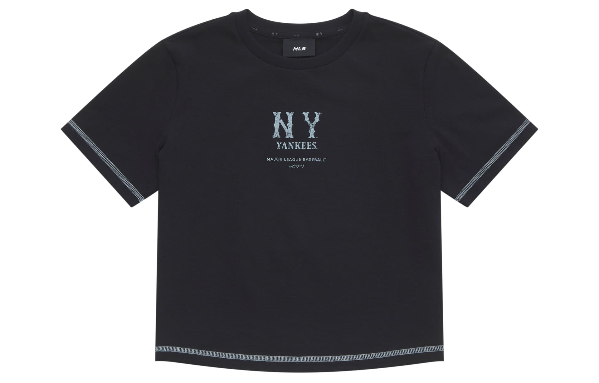 Футболка MLB Base Logo New York Yankees Черные Женские T-рубашки - изображение 1