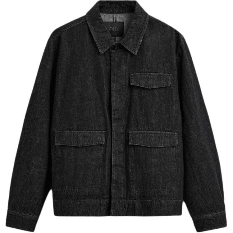 Джинсовая куртка ZARA Loose Denim Jacket Black - изображение 1