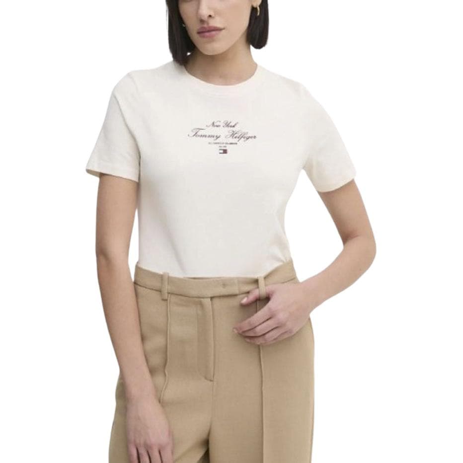 Футболка Tommy Hilfiger T Рубашка Женская Бежевая - изображение 1
