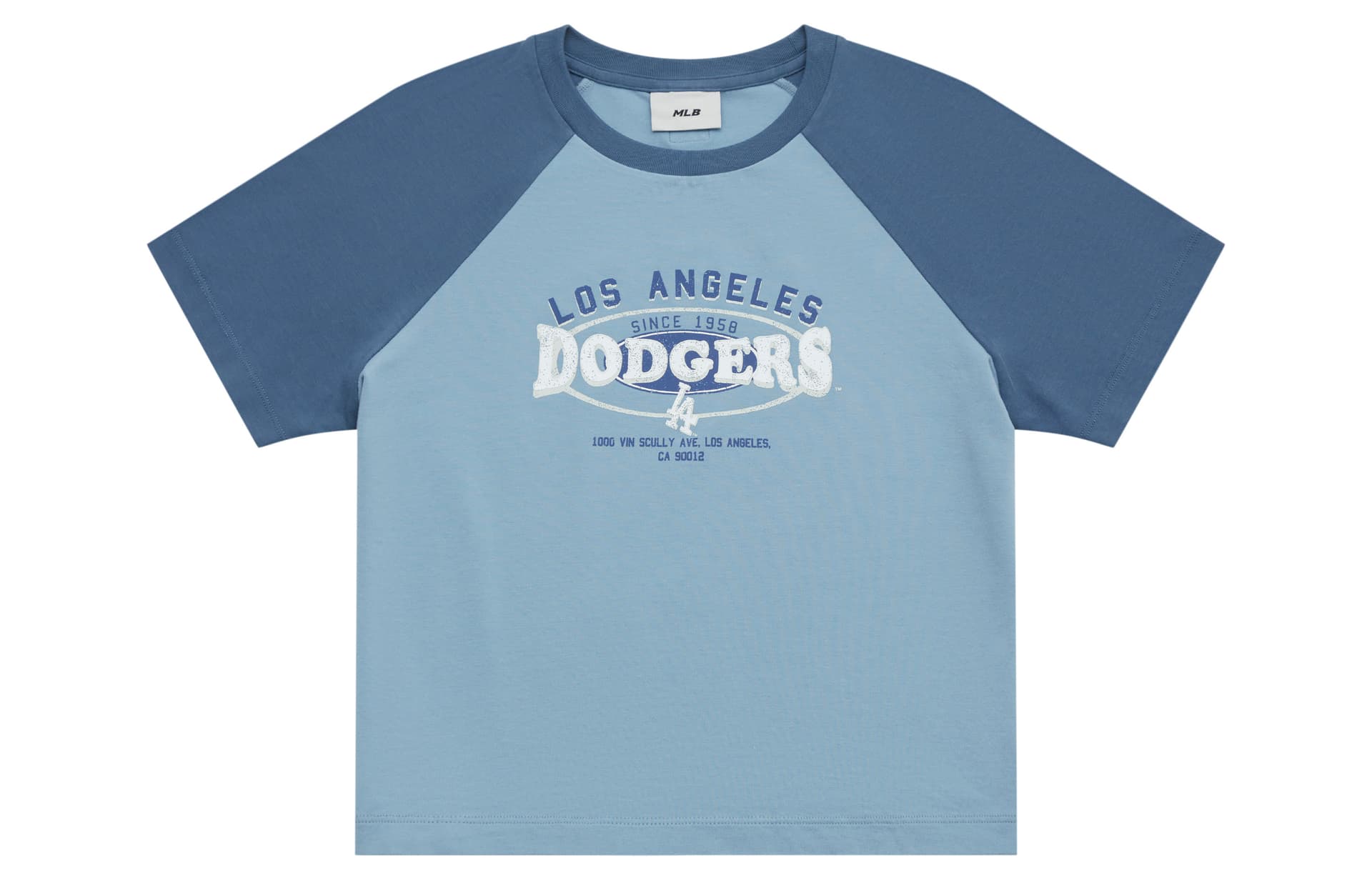 Футболка MLB Preppy Style Collection Los Angeles Dodgers SS25 Реглан T-Рубашка Женская Светлая Джинсовая - изображение 1