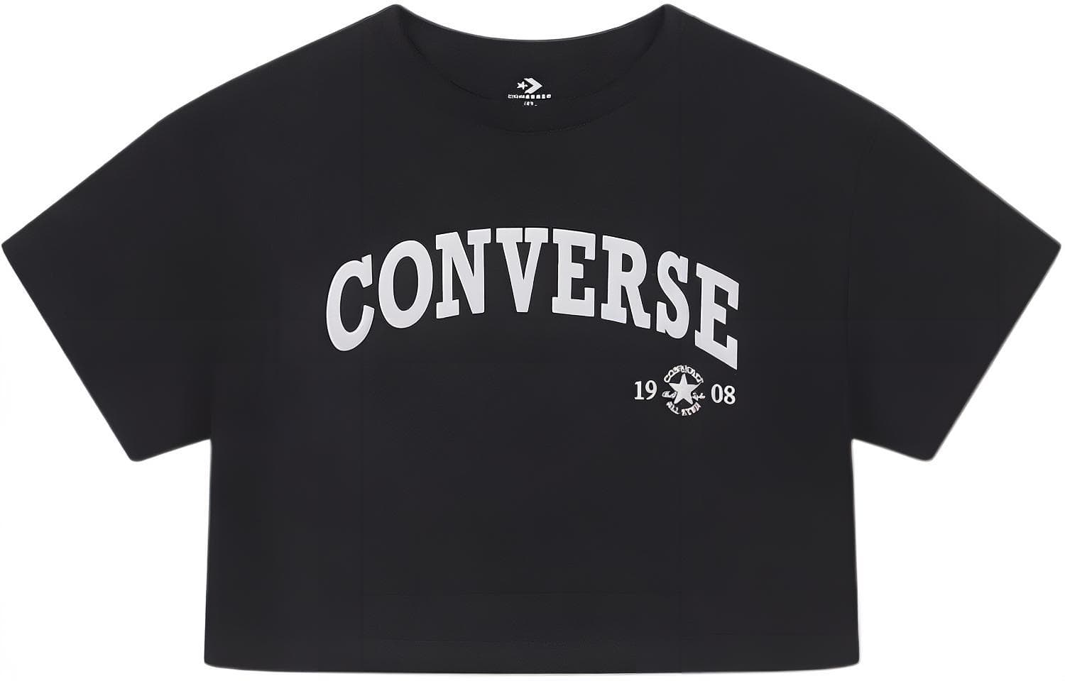 Футболка Converse Винтажная летняя игривая серия SS24 Удобная повседневная футболка с круглым вырезом и коротким рукавом Регулярный размер Женская Черный - изображение 1