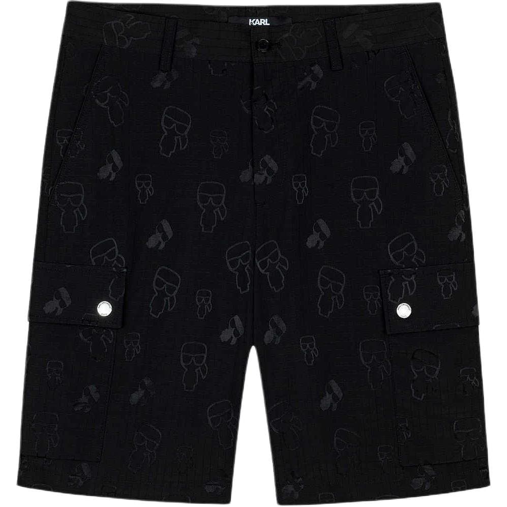 Шорты KARL LAGERFELD / Karl Lagerfeld Jeans Однотонный Прямой фасон Повседневные шорты Полурукав Унисекс Черный - изображение 1