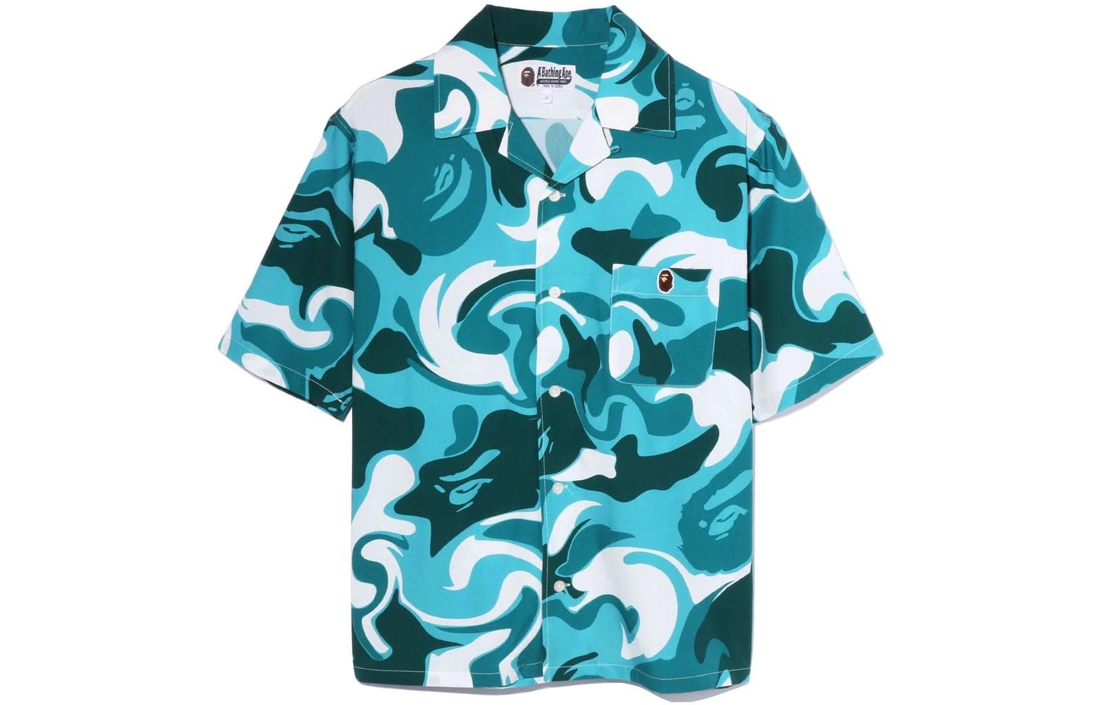 Блузка BAPE Marble Camo Open Collar Ss Shirt - изображение 1