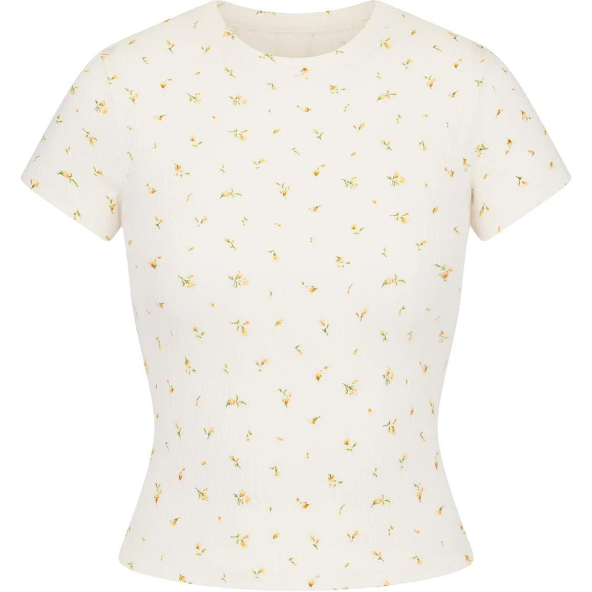 Футболка SKIMS SS24 COTTON RIB T-SHIRT T MARIGOLD ROSEBUD PRINT - изображение 1