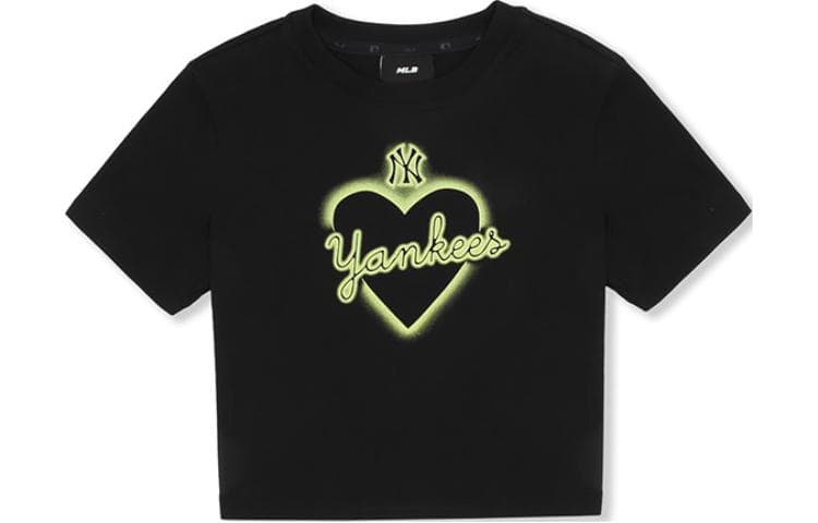 Футболка MLB SS23 Heart Стандартная рукавная футболка женская черная - изображение 1