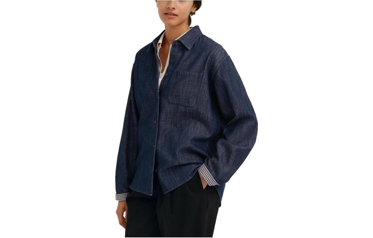 Блузка UNIQLO X IDLF Темно-синие женские рубашки - изображение 1