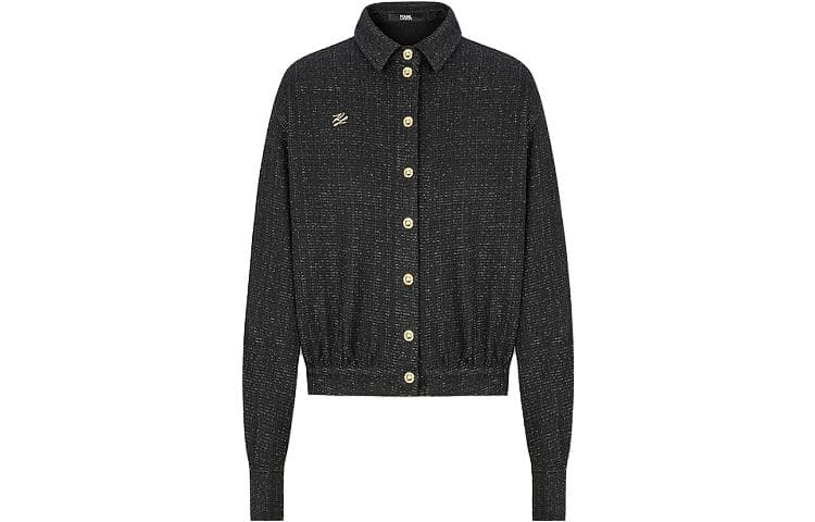 Блузка KARL LAGERFELD / Karl Lagerfeld Jeans Премиум синий тон Однобортный Оксфордская рубашка с длинными рукавами Женский Черный - изображение 1