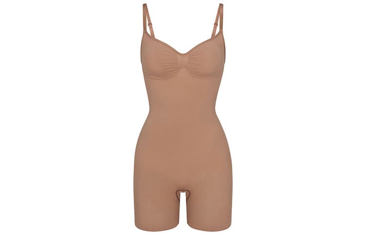 Skims Бесшовный Sculpt MID Бедра Комбинезон BODYSUIT Женский Охра Сьенна - изображение 1
