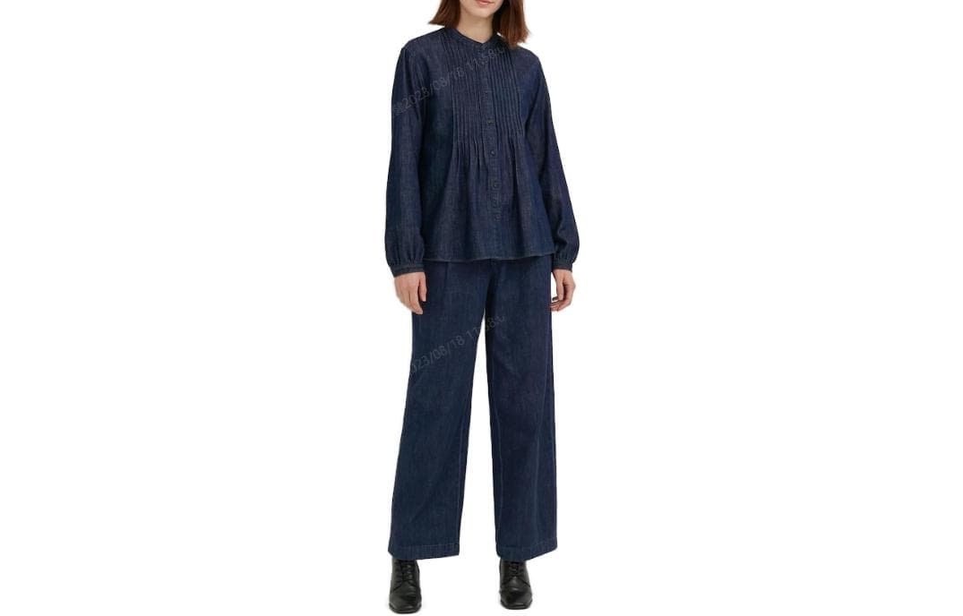 Блузка UNIQLO X IDLF Темно-синие женские рубашки - изображение 1