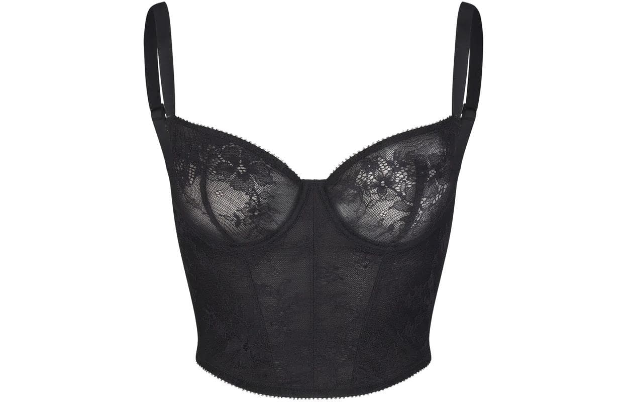SKIMS ULTRA FINE LACE CORSET ONYX - изображение 1