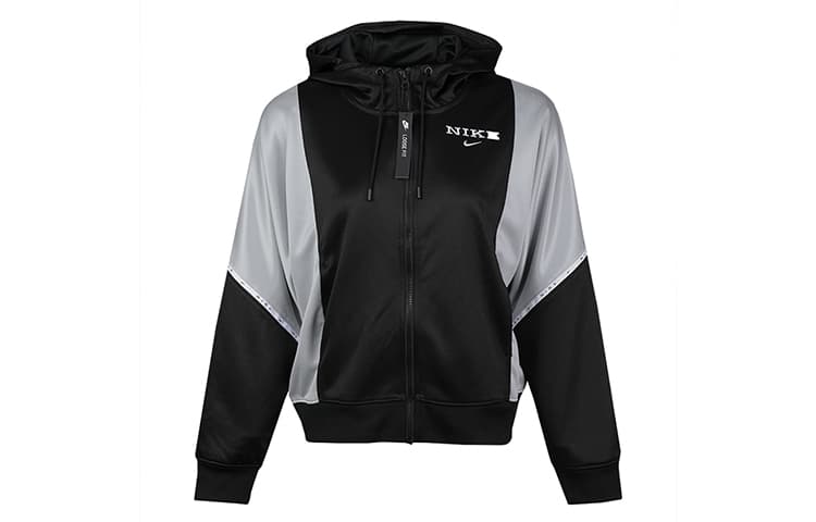Куртка Nike Sportswear Logo Hoodie Jacket Black White - изображение 1