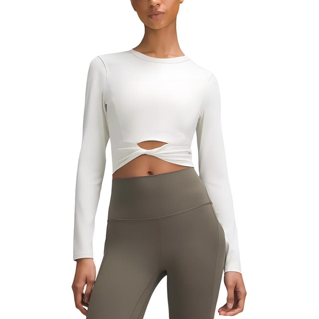 Блузка Lululemon Nulu™Cropped Collection Рубашка Женская Костяной Белый - изображение 1