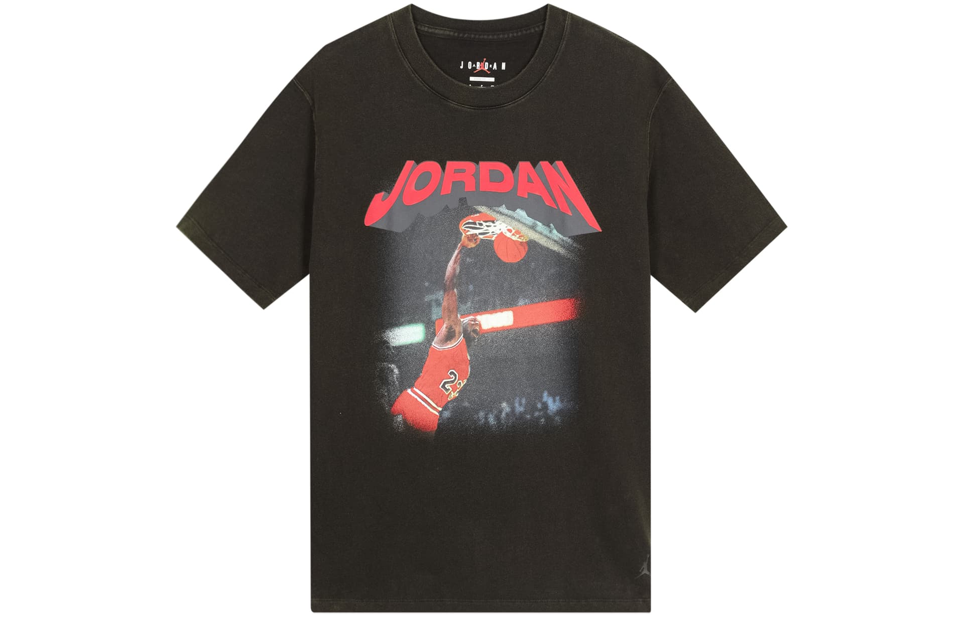 Футболка Jordan (Her)itage AS WJ SS GF HRTG TEE Принт с буквами Свободная повседневная баскетбольная футболка с круглым вырезом Черно-серый Азиатская версия - изображение 1