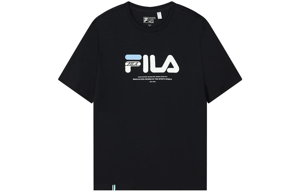 Футболка FILA С принтом буквы рукав с оборванным плечом футболка женская черная - изображение 1