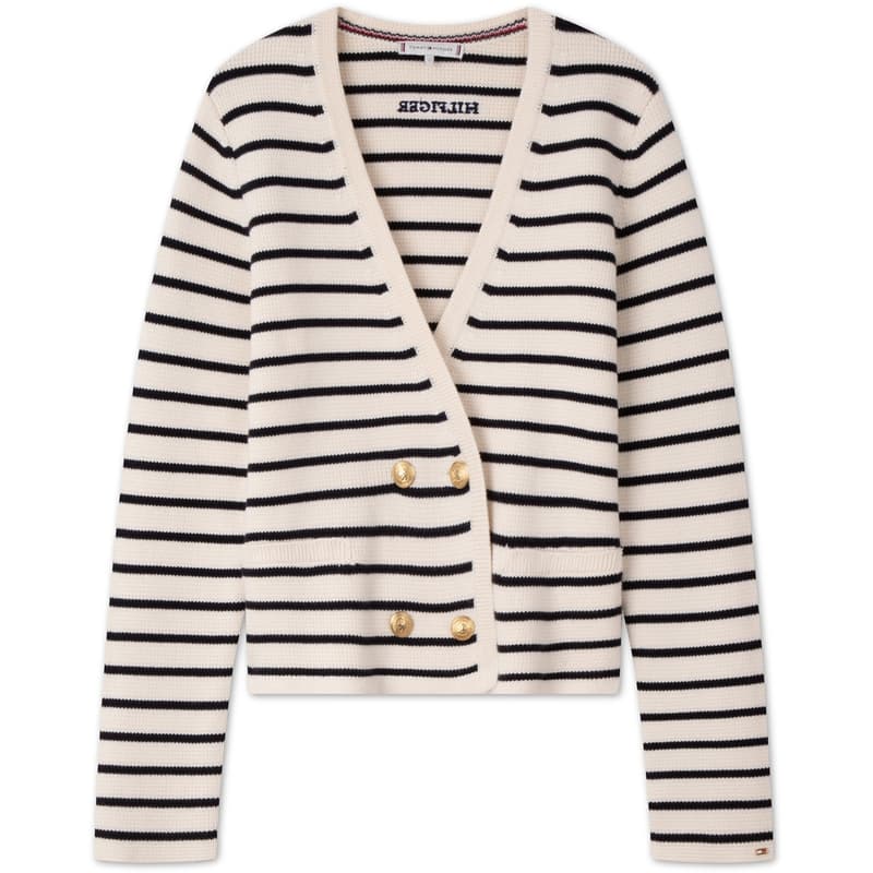 Кофта Tommy Hilfiger Трикотаж Женский Бежевый Белый Черный Полосы - изображение 1