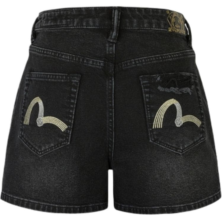 EVISU 2025 Летние Джинсовые Шорты Женские Деним Черный - изображение 2