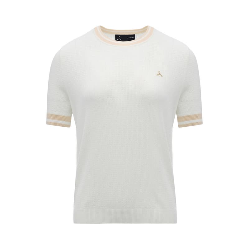 Кофта LI-NING 1990 Классическая серия Полосатый круглый вырез комфортная дышащая трикотажная футболка женская айвори - изображение 1