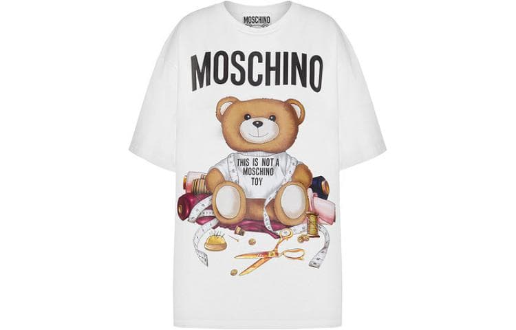 Футболка MOSCHINO SS23 Рукав с оборванным плечом T-рубашка Женская Белая - изображение 1