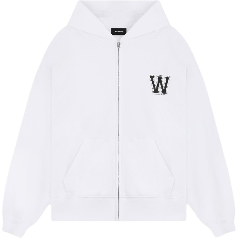 Худи WE11DONE FW24 Толстовка с жемчужным логотипом и молнией для женщин белая - изображение 1