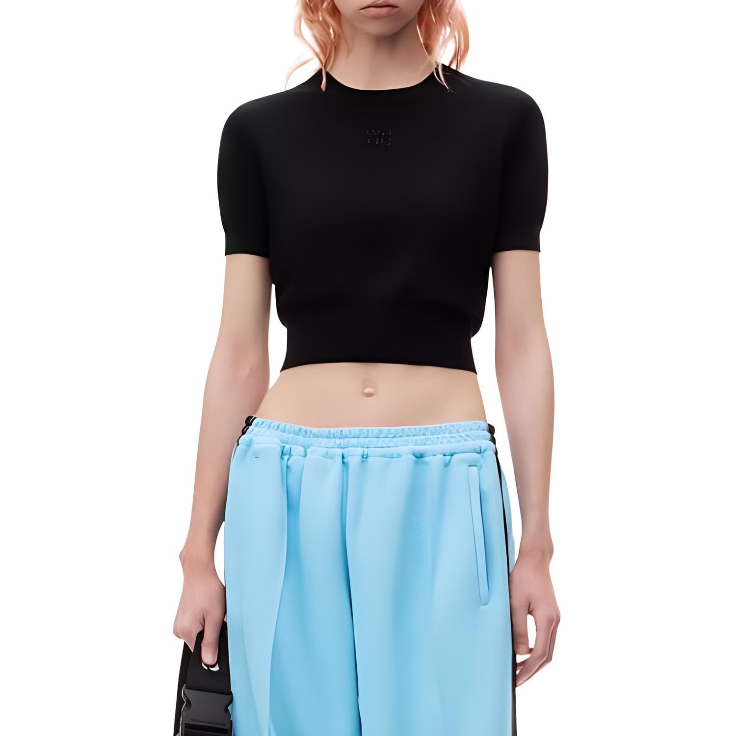 Футболка Alexander Wang FW24 Embossed Logo Tee Black - изображение 1