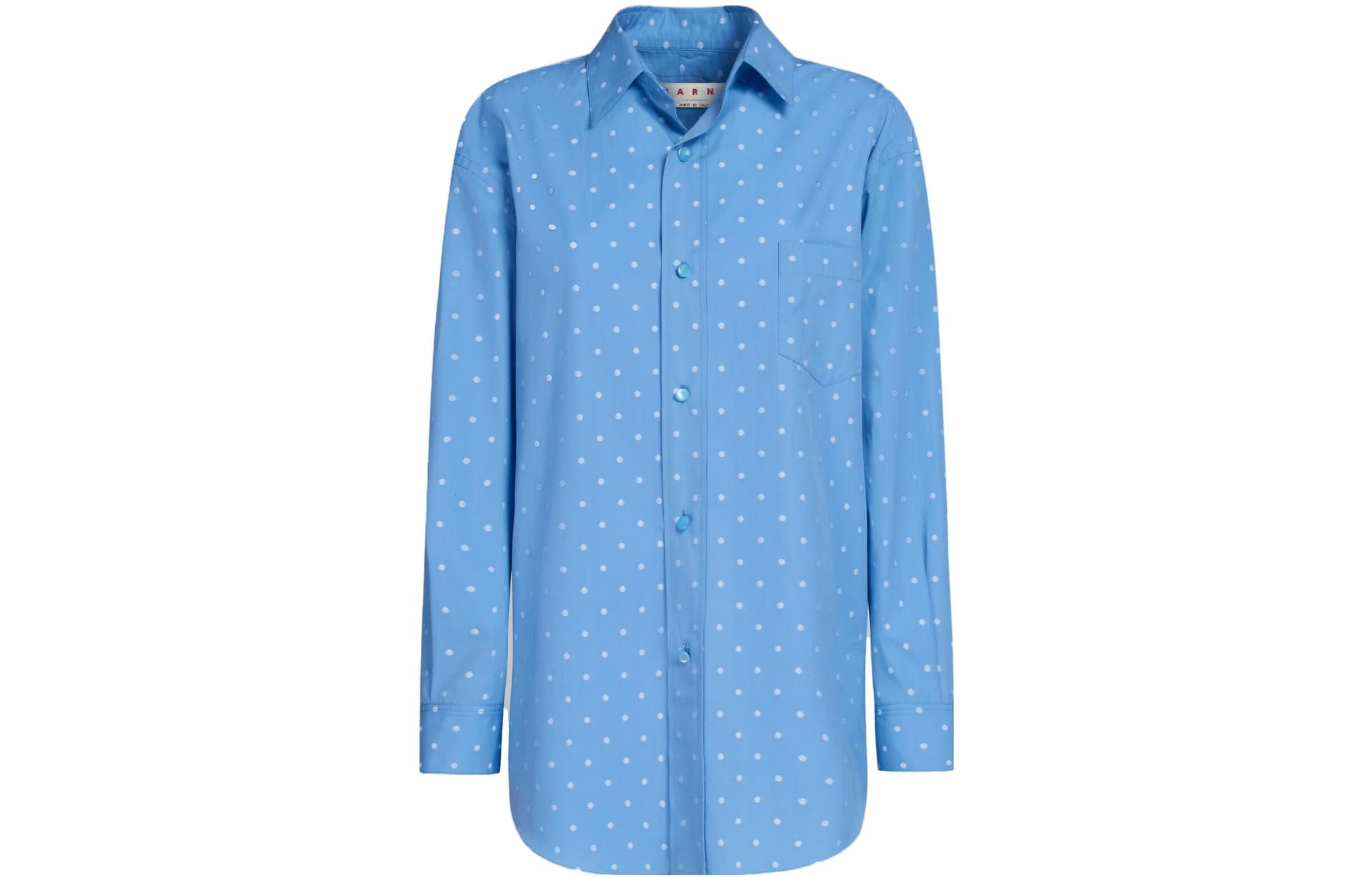 Блузка MARNI FW23 Light Blue Poplin Shirt With Polka Dots - изображение 1