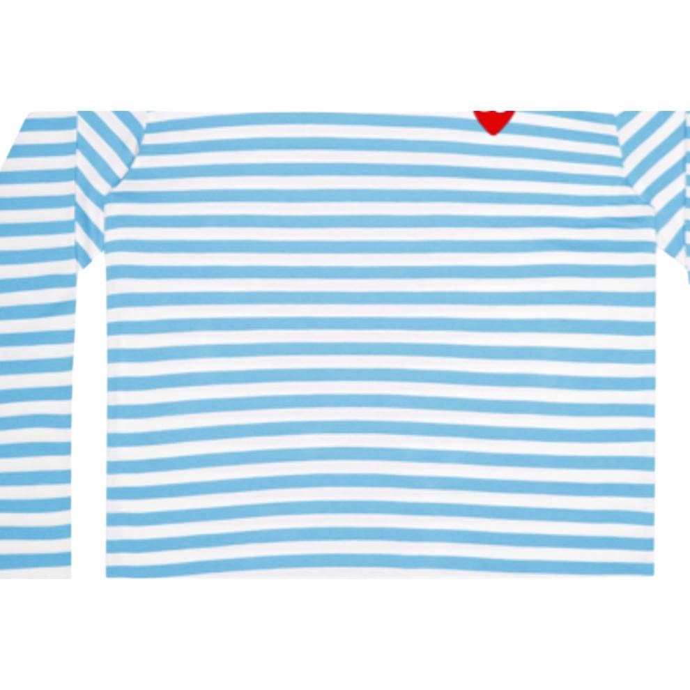 Кофта CDG Play Striped Long Sleeve Tee Blue - изображение 4