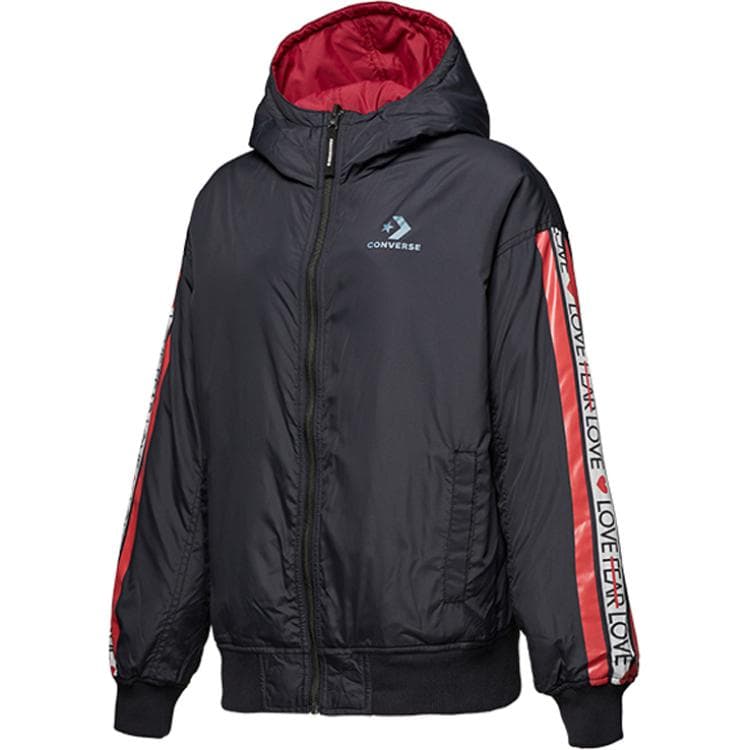 Куртка Converse Oversized Reversible MA-1 Bomber с принтом Универсальный черный С капюшоном Куртки & Пальто Женский - изображение 1