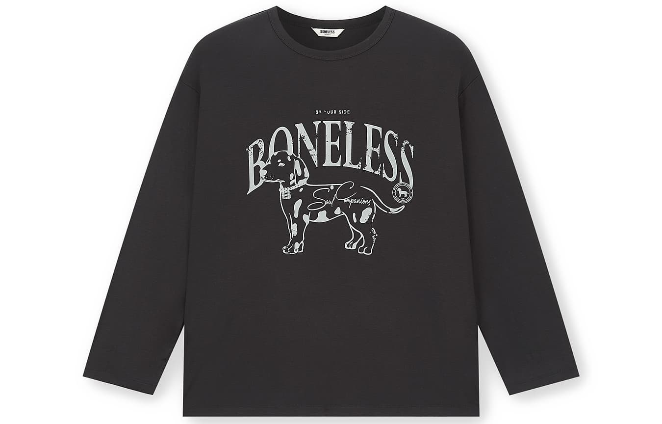 Кофта BONELESS Женский трикотажный пуловер с круглым вырезом, свободный покрой, драпированный, с принтом собаки и спущенным плечом - изображение 1