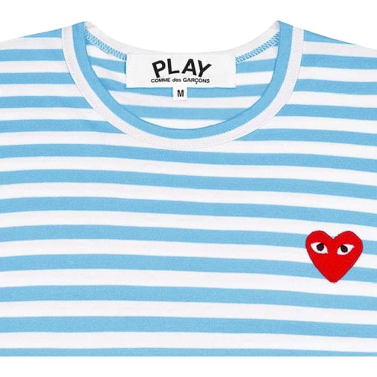 Кофта CDG Play Striped Long Sleeve Tee Blue - изображение 3